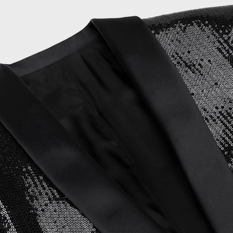 μπουφάν kim tux σε micro sequin sable γυναίκες CELINE 640PT722 ενδύματα μαύρος