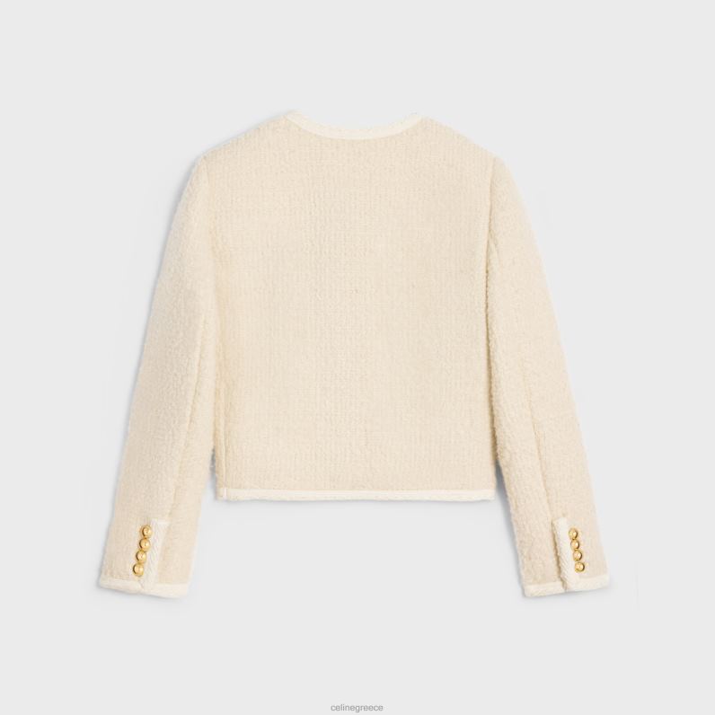 Τσέλσι μπουφάν σε μπουκέτα κασμίρ natte γυναίκες CELINE 640PT555 ενδύματα ελεφαντοστού