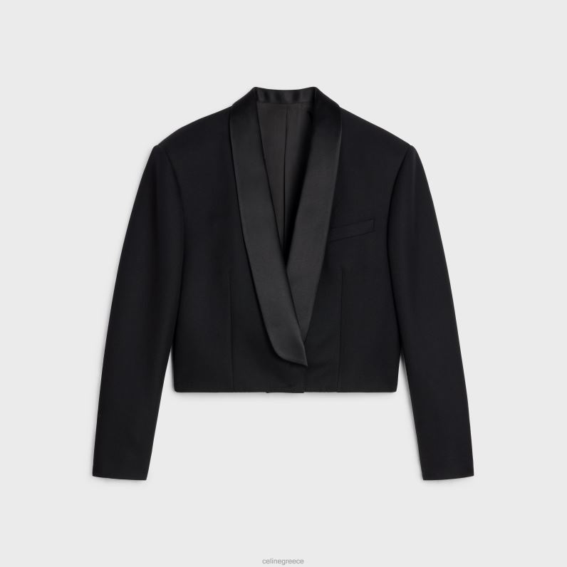 σακάκι spencer tux σε grain de poudre γυναίκες CELINE 640PT725 ενδύματα μαύρος