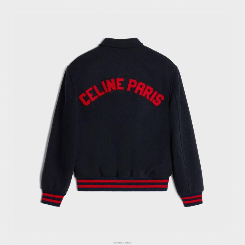 Παρίσι teddy jacket από ανάγλυφο μαλλί γυναίκες CELINE 640PT664 ενδύματα ΠΟΛΕΜΙΚΟ ΝΑΥΤΙΚΟ