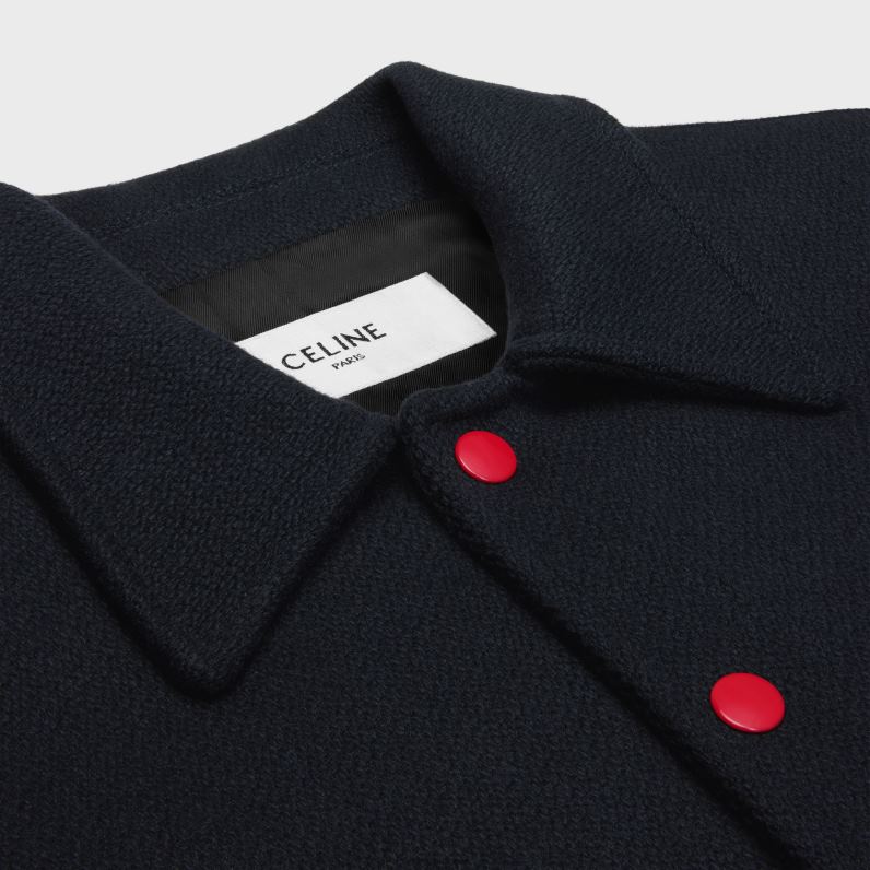 Παρίσι teddy jacket από ανάγλυφο μαλλί γυναίκες CELINE 640PT664 ενδύματα ΠΟΛΕΜΙΚΟ ΝΑΥΤΙΚΟ