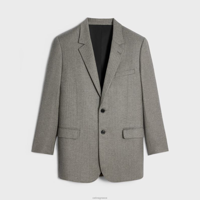 τζάκετ tommy σε ριγέ φανέλα γυναίκες CELINE 640PT574 ενδύματα μπετόν/ανθρακίτης