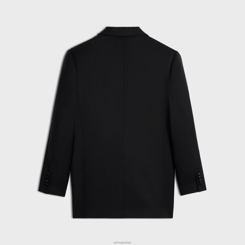 σακάκι tommy tux από μάλλινη γκαμπαρντίνα γυναίκες CELINE 640PT571 ενδύματα εξαιρετικά μαύρο