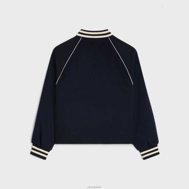 λούτρινο τζάκετ triomphe από μάλλινο ύφασμα γυναίκες CELINE 640PT665 ενδύματα ΠΟΛΕΜΙΚΟ ΝΑΥΤΙΚΟ