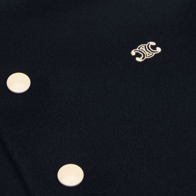 λούτρινο τζάκετ triomphe από μάλλινο ύφασμα γυναίκες CELINE 640PT665 ενδύματα ΠΟΛΕΜΙΚΟ ΝΑΥΤΙΚΟ