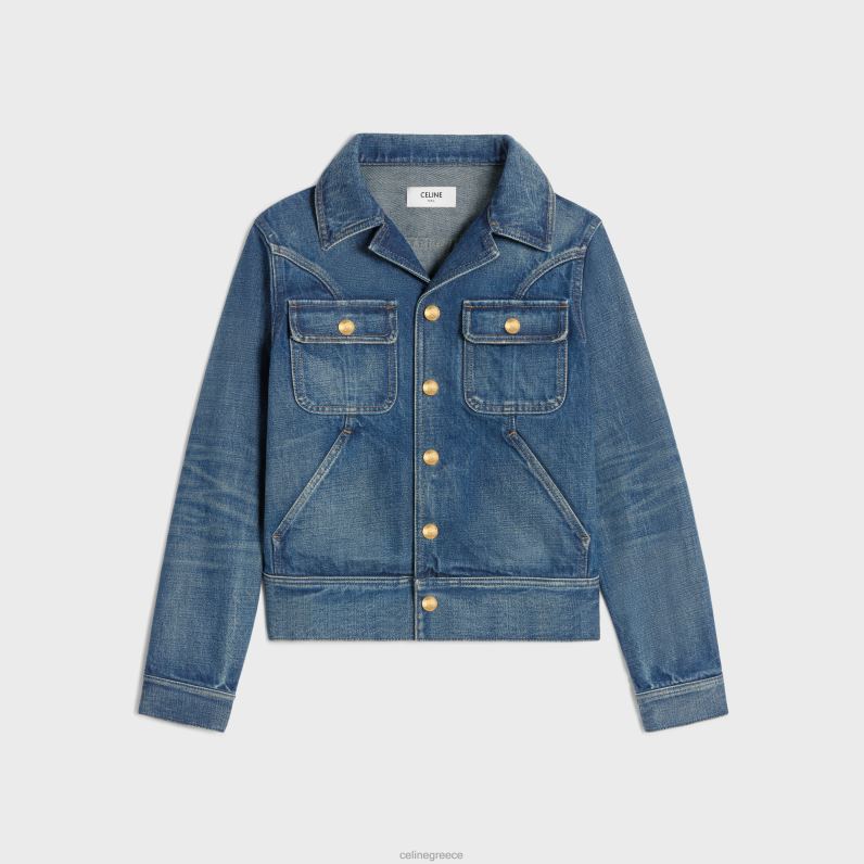 σακάκι trucker σε τζιν γυναίκες CELINE 640PT630 ενδύματα σκοτεινό πλύσιμο ένωσης