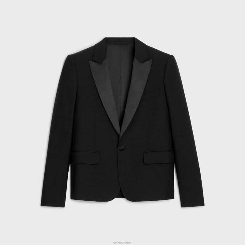 κοντό tux jacket σε μοχέρ & μετάξι γυναίκες CELINE 640PT724 ενδύματα μαύρος