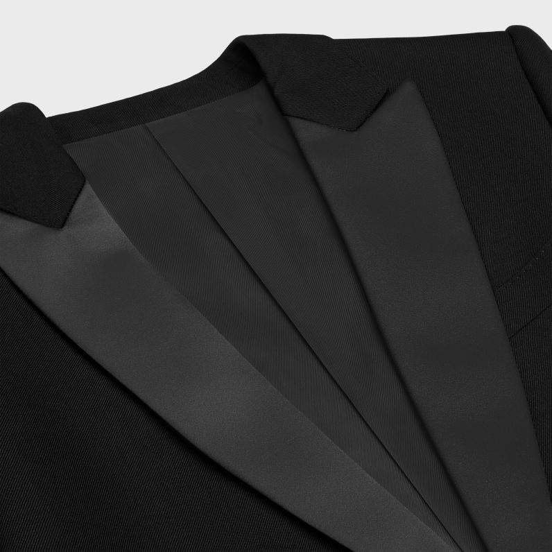 κοντό tux jacket σε μοχέρ & μετάξι γυναίκες CELINE 640PT724 ενδύματα μαύρος