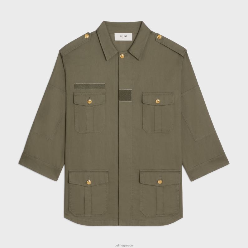 στρατιωτικό μπουφάν σε ελαφρύ twill γυναίκες CELINE 640PT703 ενδύματα κακή