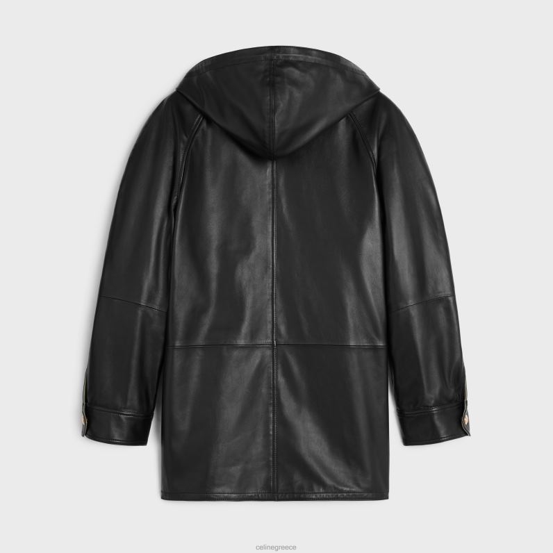 υπερμεγέθη παρκά σε δέρμα αρνιού γυναίκες CELINE 640PT623 ενδύματα μαύρο/χακί