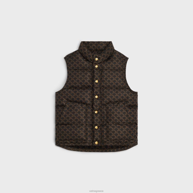 καπιτονέ γιλέκο σε μονόγραμμα νάιλον γυναίκες CELINE 640PT706 ενδύματα μπεζ/μαύρο