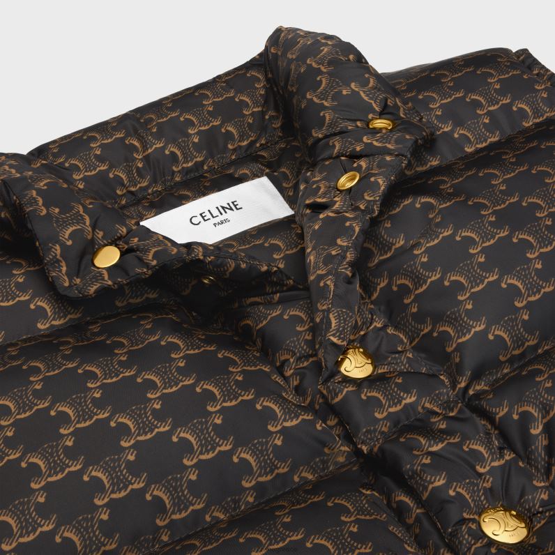 καπιτονέ γιλέκο σε μονόγραμμα νάιλον γυναίκες CELINE 640PT706 ενδύματα μπεζ/μαύρο