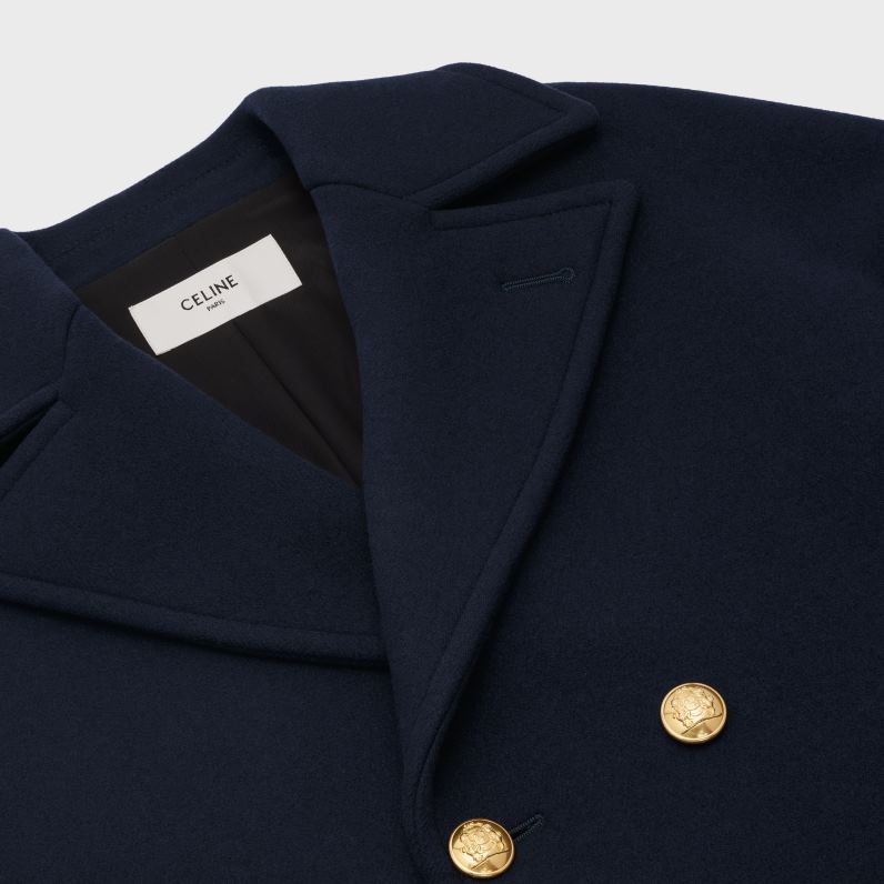 φαρδύ παγώνι σε τσόχα γυναίκες CELINE 640PT744 ενδύματα ΠΟΛΕΜΙΚΟ ΝΑΥΤΙΚΟ