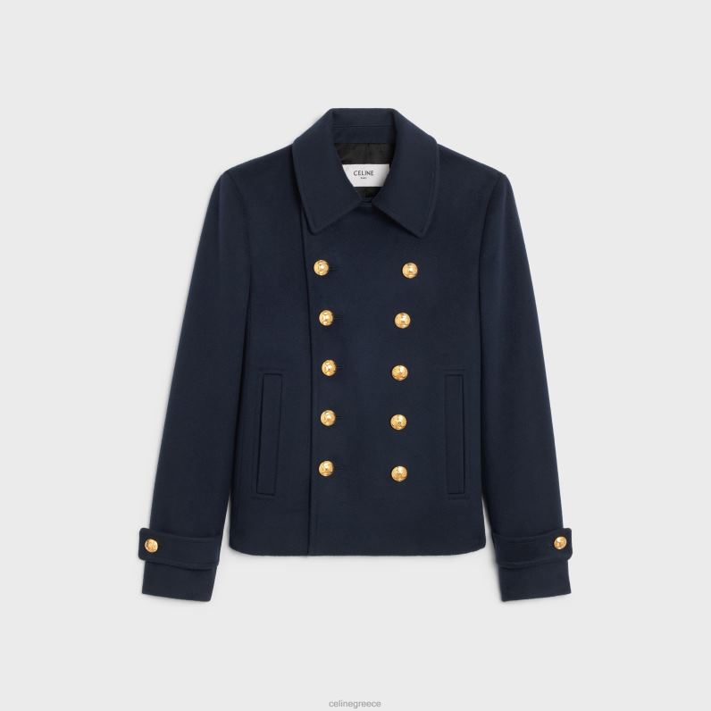 κομμένο παλτό chelsea από μάλλινο ύφασμα γυναίκες CELINE 640PT745 ενδύματα ΠΟΛΕΜΙΚΟ ΝΑΥΤΙΚΟ