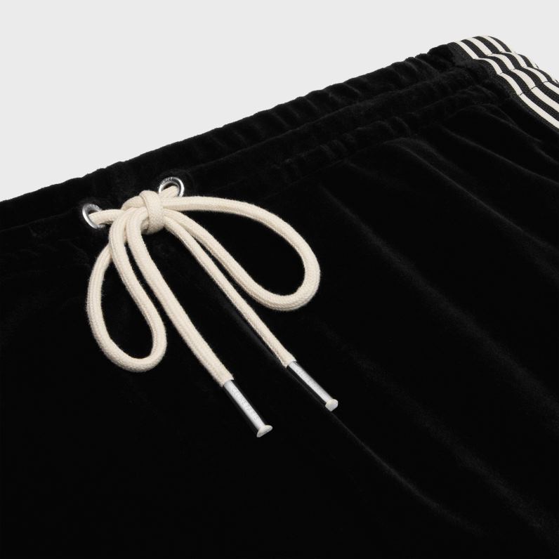 παντελόνι αθλητικής φόρμας σε βελούδινη φανέλα γυναίκες CELINE 640PT601 ενδύματα μαύρο άσπρο