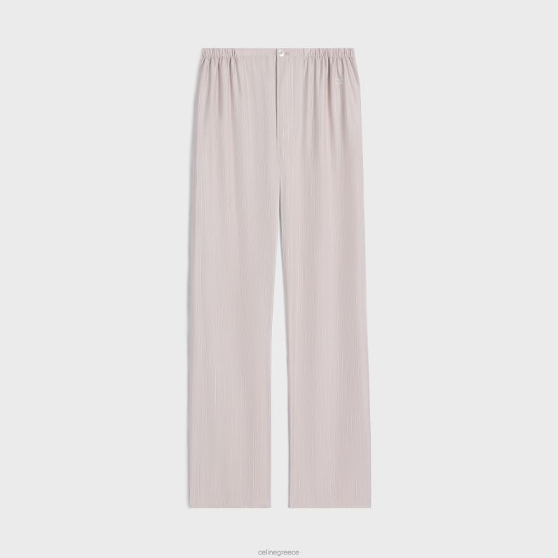 παντελόνι πιτζάμα σε ριγέ μετάξι γυναίκες CELINE 640PT682 ενδύματα τριαντάφυλλο clair/craie