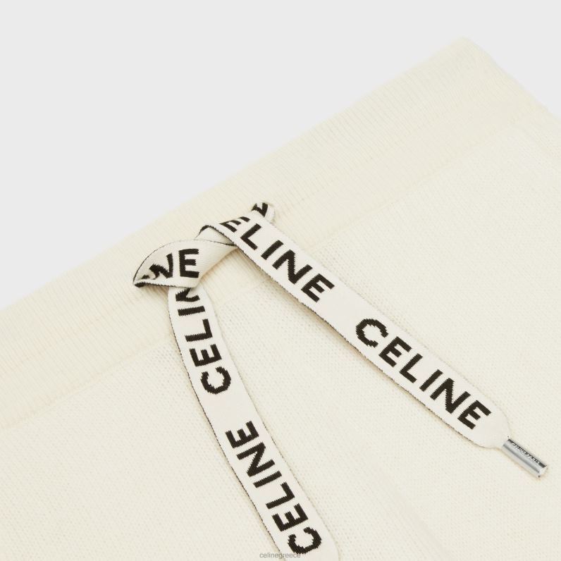 παντελόνι φόρμας από μαλλί κασμίρ γυναίκες CELINE 640PT883 ενδύματα υπόλευκο