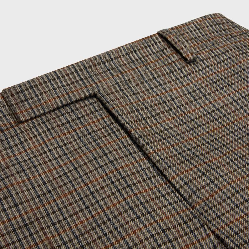 παντελόνι Tommy από καρό μαλλί γυναίκες CELINE 640PT648 ενδύματα μπεζ/μπλε/cuivre