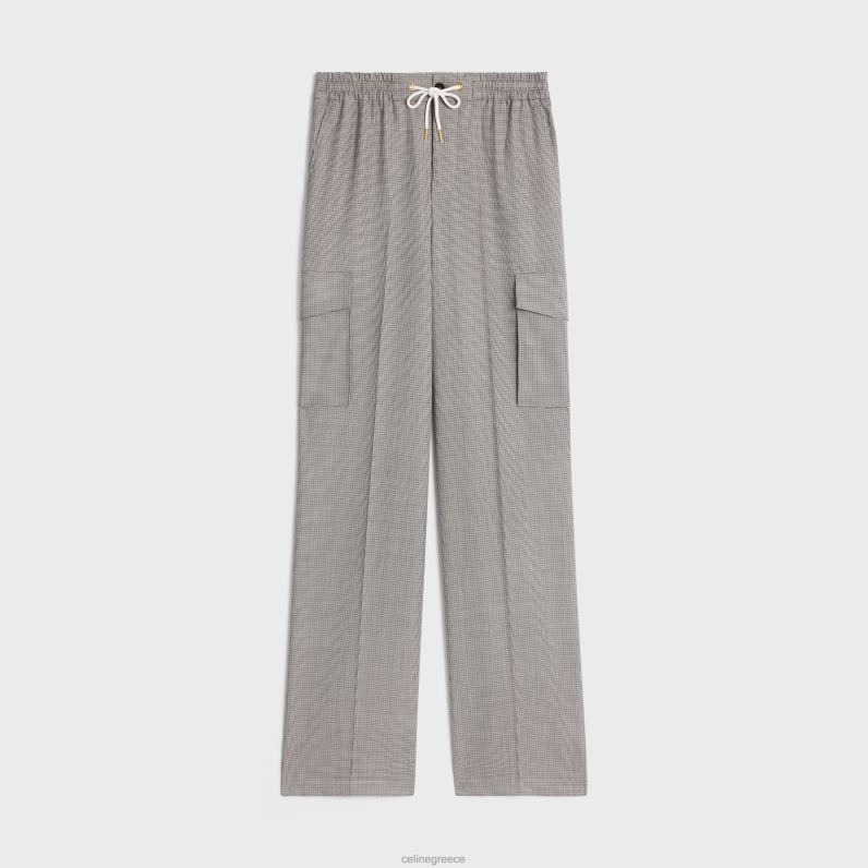 παντελόνι cargo από μαλλί γυναίκες CELINE 640PT880 ενδύματα craie/μπεζ/νουάρ