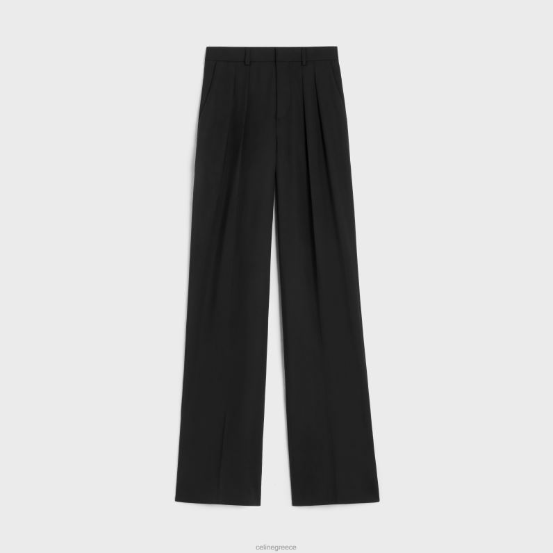 διπλό διπλό tixie παντελόνι από μαλλί γυναίκες CELINE 640PT872 ενδύματα μαύρος