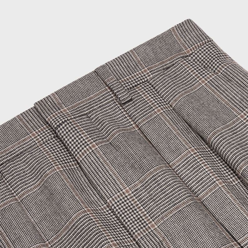 διπλό tixie παντελόνι σε καρό φανέλα γυναίκες CELINE 640PT873 ενδύματα noir/vanille/chataigne