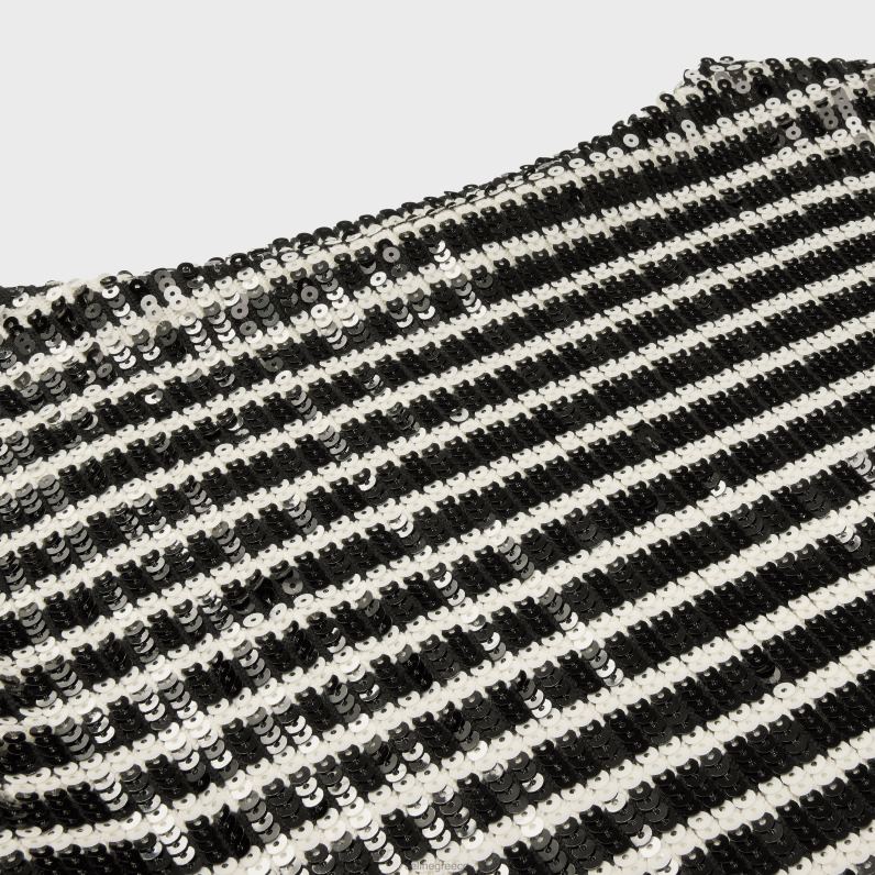 πουλόβερ μαρινιέ με κεντητό λαιμό καραβάκι από μαλλί γυναίκες CELINE 640PT613 ενδύματα μαύρο/εκτός άσπρο