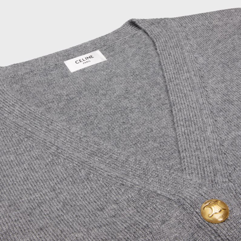 ζακέτα με γκουρμέ σε κασμίρ κληρονομιάς γυναίκες CELINE 640PT614 ενδύματα γκρί