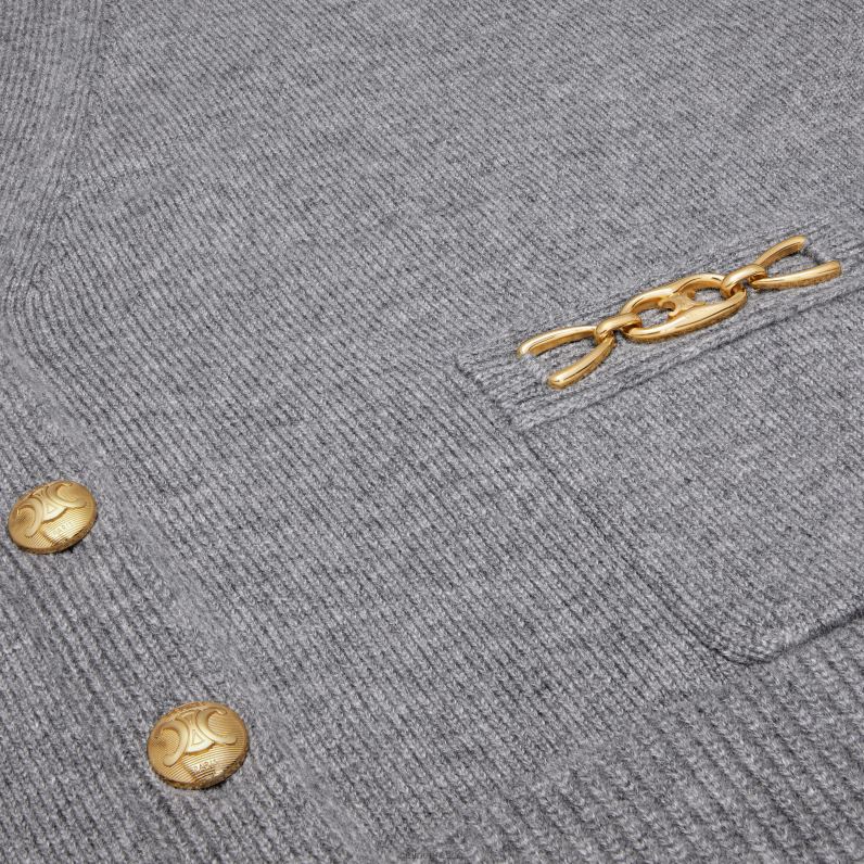 ζακέτα με γκουρμέ σε κασμίρ κληρονομιάς γυναίκες CELINE 640PT614 ενδύματα γκρί