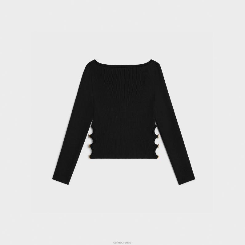 τετράγωνο γιακά επάνω από μετάξι & βαμβάκι γυναίκες CELINE 640PT747 ενδύματα μαύρος