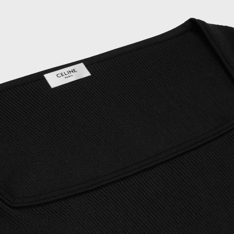 τετράγωνο γιακά επάνω από μετάξι & βαμβάκι γυναίκες CELINE 640PT747 ενδύματα μαύρος