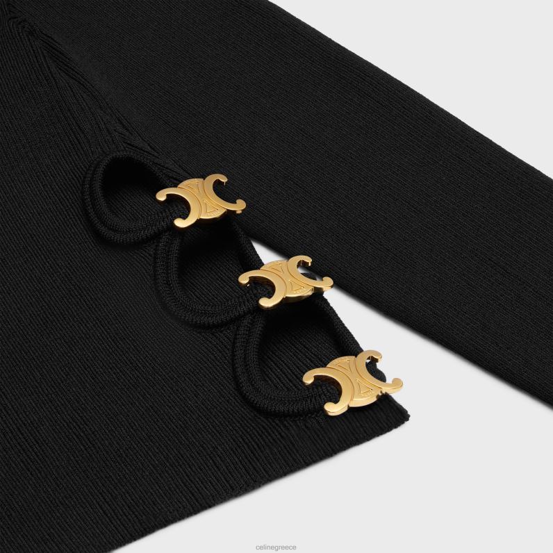 τετράγωνο γιακά επάνω από μετάξι & βαμβάκι γυναίκες CELINE 640PT747 ενδύματα μαύρος