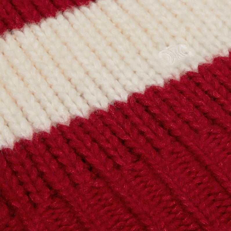 Πουλόβερ με λαιμόκοψη από μαλλί, κασμίρ & μετάξι γυναίκες CELINE 640PT748 ενδύματα εκρού/κόκκινο