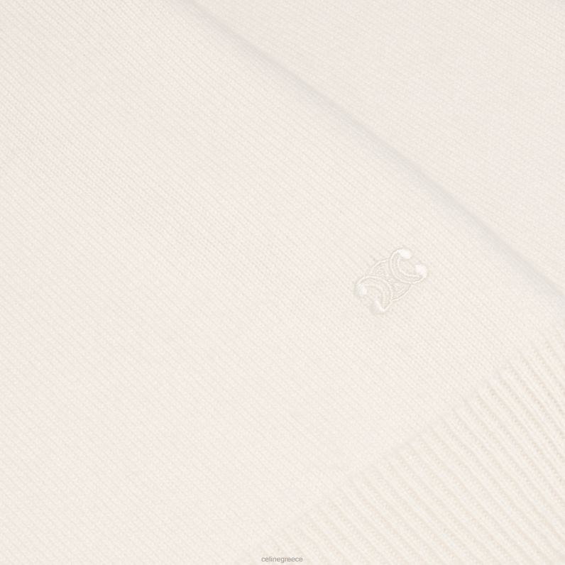 πουλόβερ με λαιμόκοψη σε κληρονομιά κασμίρι γυναίκες CELINE 640PT755 ενδύματα υπόλευκο