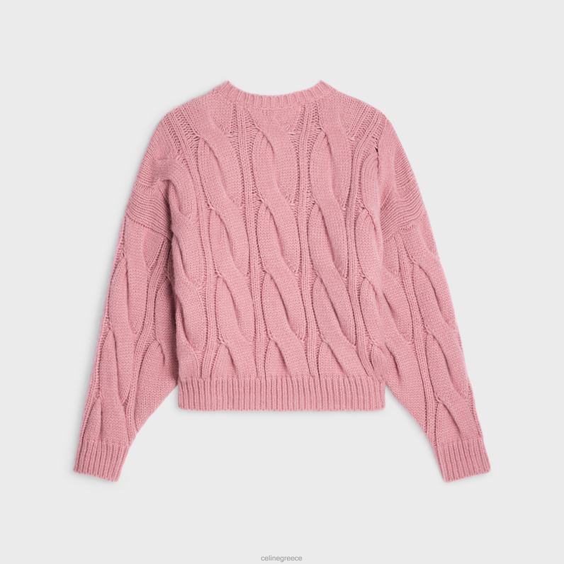 Πουλόβερ με λαιμόκοψη από κασμίρ και μετάξι γυναίκες CELINE 640PT759 ενδύματα ροζ