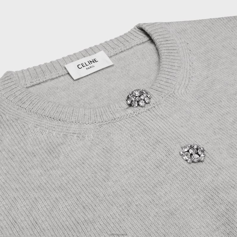 ζακέτα θριάμβου σε κασμίρι κληρονομιάς γυναίκες CELINE 640PT761 ενδύματα ανοιχτό γκρι