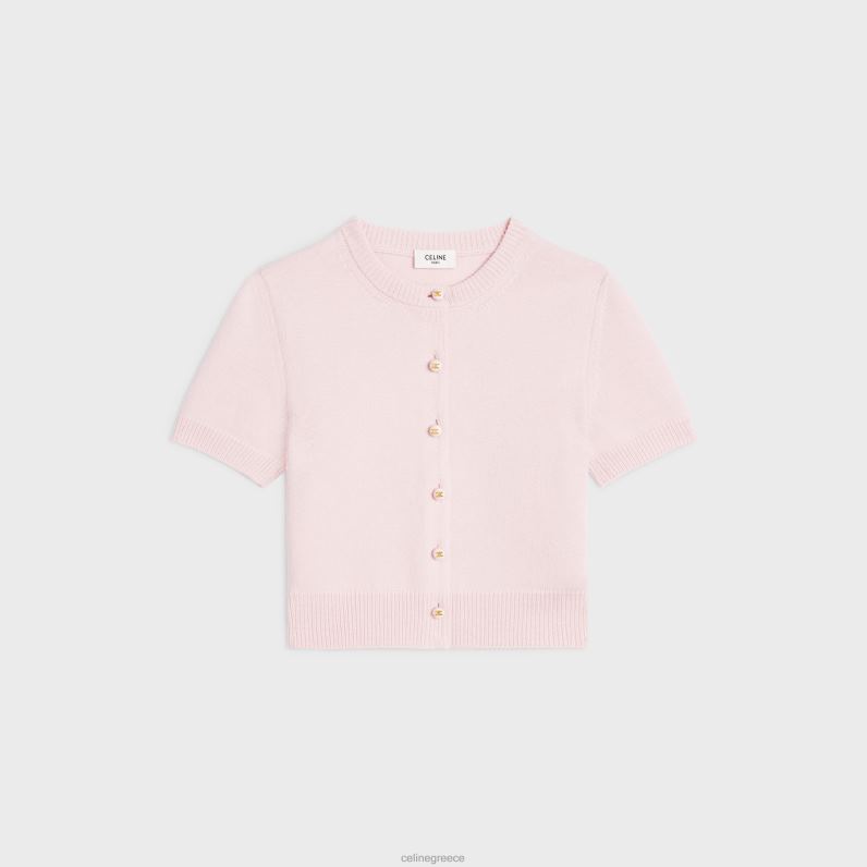 κομμένη ζακέτα σε κασμίρι κληρονομιάς γυναίκες CELINE 640PT770 ενδύματα ανοιχτό ροζ