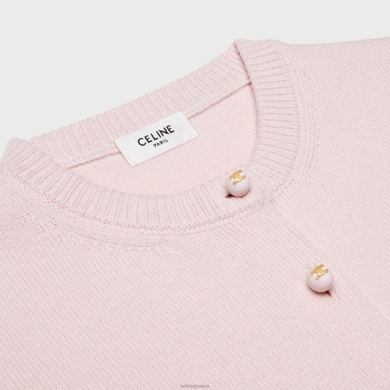 κομμένη ζακέτα σε κασμίρι κληρονομιάς γυναίκες CELINE 640PT770 ενδύματα ανοιχτό ροζ