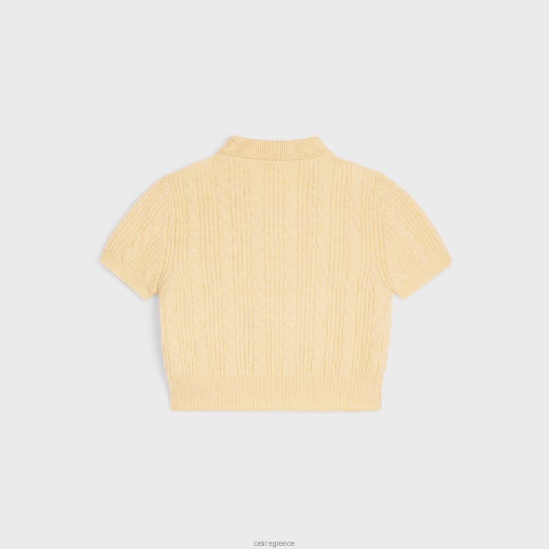 κομμένη ζακέτα σε βουρτσισμένο κασμίρ γυναίκες CELINE 640PT771 ενδύματα ωχρό κίτρινο