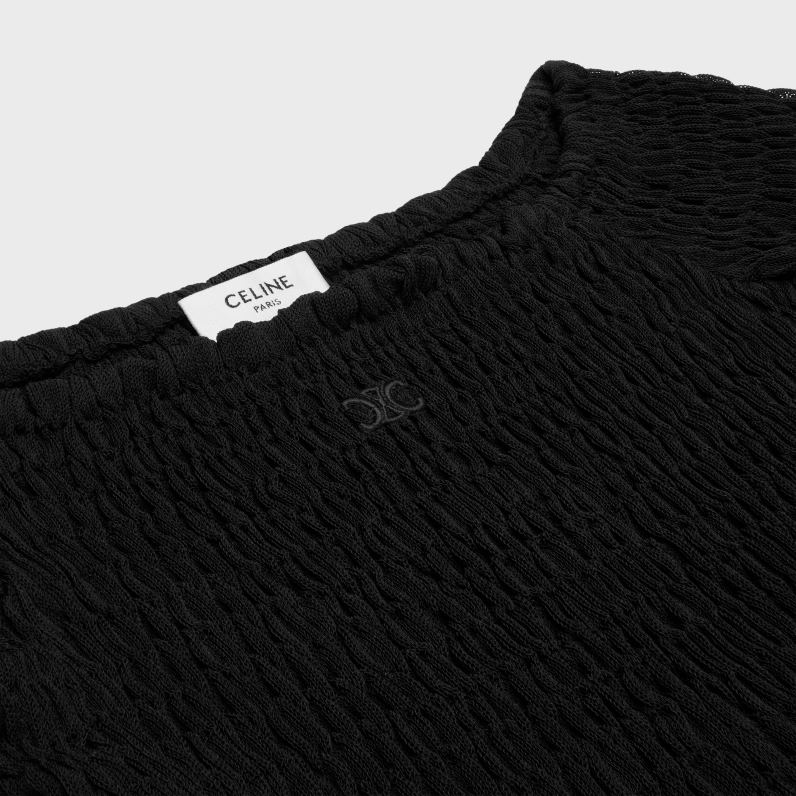 crop top triomphe από μετάξι γυναίκες CELINE 640PT640 ενδύματα μαύρος