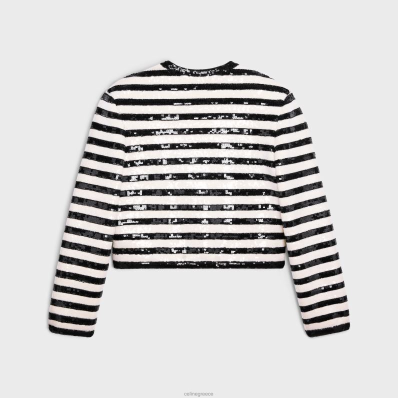 κεντημένη ζακέτα mariniere σε μαλλί γυναίκες CELINE 640PT569 ενδύματα εκρού/μαύρο