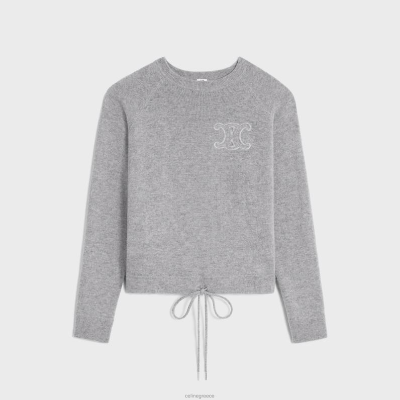 πουλόβερ triomphe με λαιμόκοψη από μαλλί & κασμίρ γυναίκες CELINE 640PT605 ενδύματα ανοιχτό γκρι