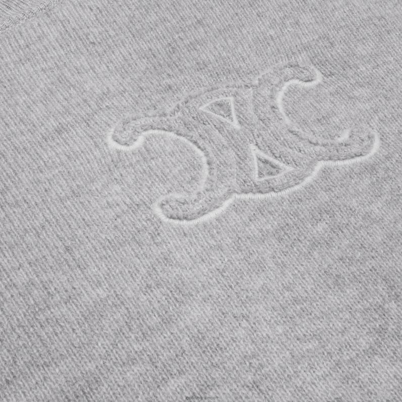 πουλόβερ triomphe με λαιμόκοψη από μαλλί & κασμίρ γυναίκες CELINE 640PT605 ενδύματα ανοιχτό γκρι