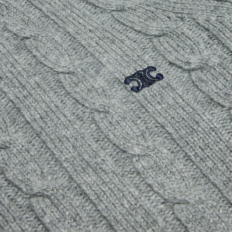 πουλόβερ triomphe πλεκτό με καλώδιο από κασμίρ γυναίκες CELINE 640PT608 ενδύματα γκρί