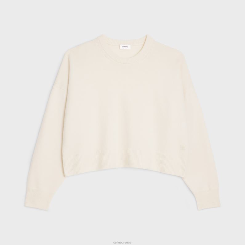 triomphe cropped πουλόβερ σε κασμίρι κληρονομιάς γυναίκες CELINE 640PT754 ενδύματα υπόλευκο