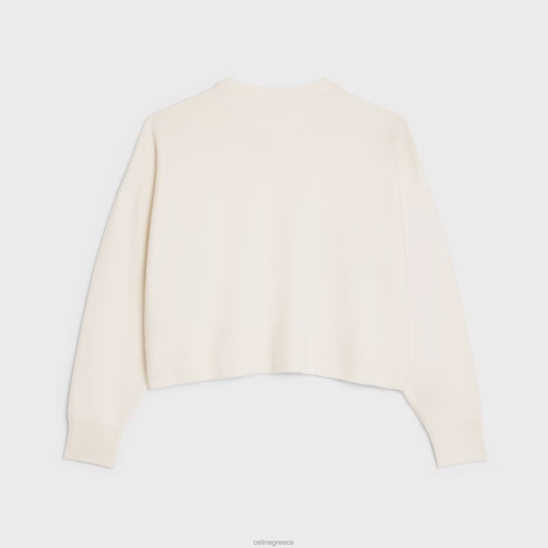 triomphe cropped πουλόβερ σε κασμίρι κληρονομιάς γυναίκες CELINE 640PT754 ενδύματα υπόλευκο