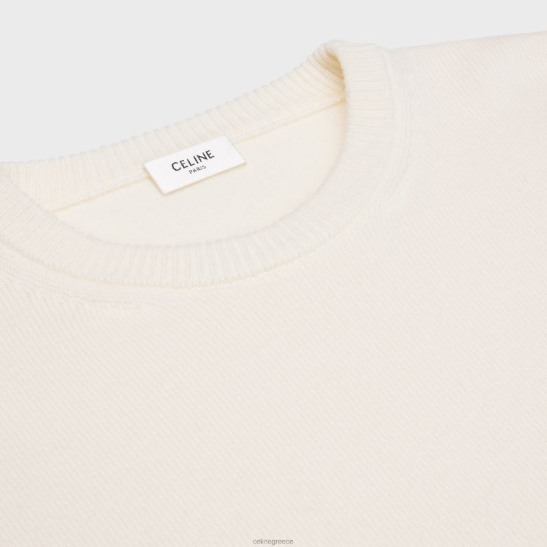 triomphe cropped πουλόβερ σε κασμίρι κληρονομιάς γυναίκες CELINE 640PT754 ενδύματα υπόλευκο