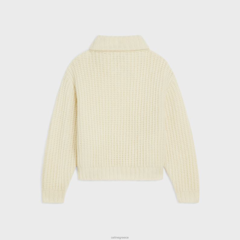 vareuse από μαλλί με ραβδώσεις & κασμίρ γυναίκες CELINE 640PT751 ενδύματα υπόλευκο