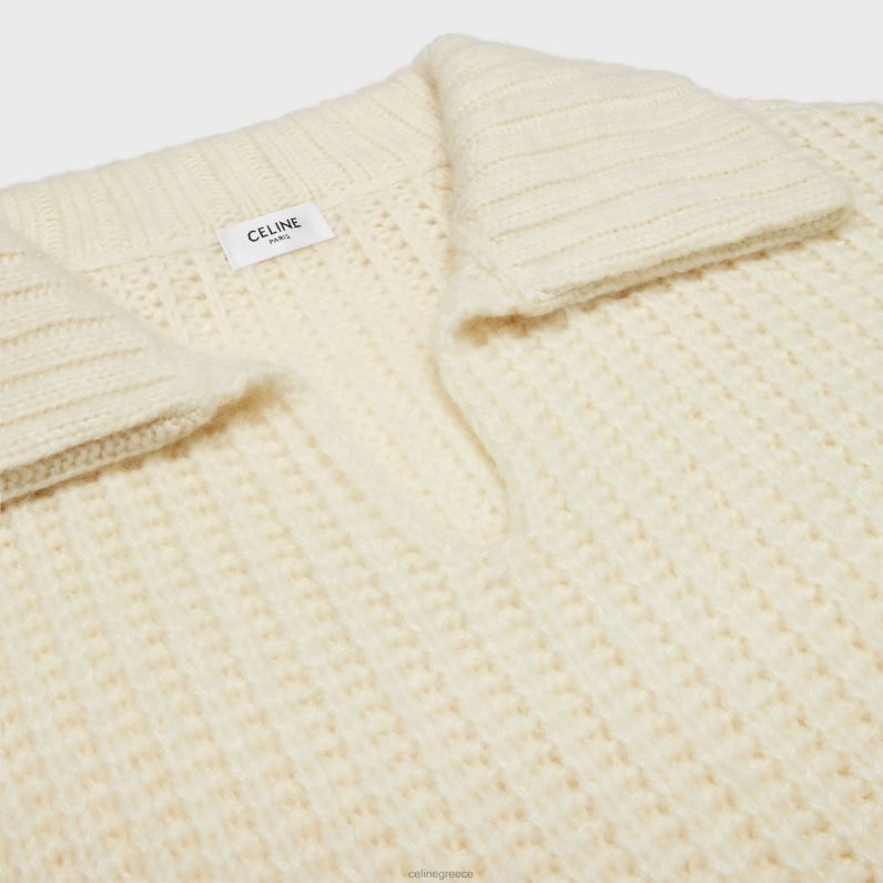 vareuse από μαλλί με ραβδώσεις & κασμίρ γυναίκες CELINE 640PT751 ενδύματα υπόλευκο