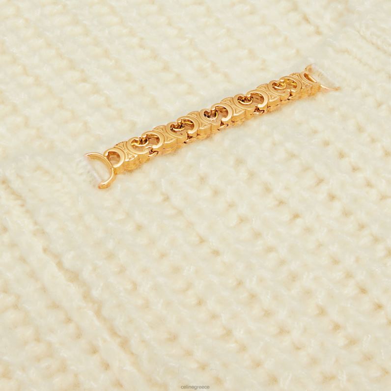 vareuse από μαλλί με ραβδώσεις & κασμίρ γυναίκες CELINE 640PT751 ενδύματα υπόλευκο