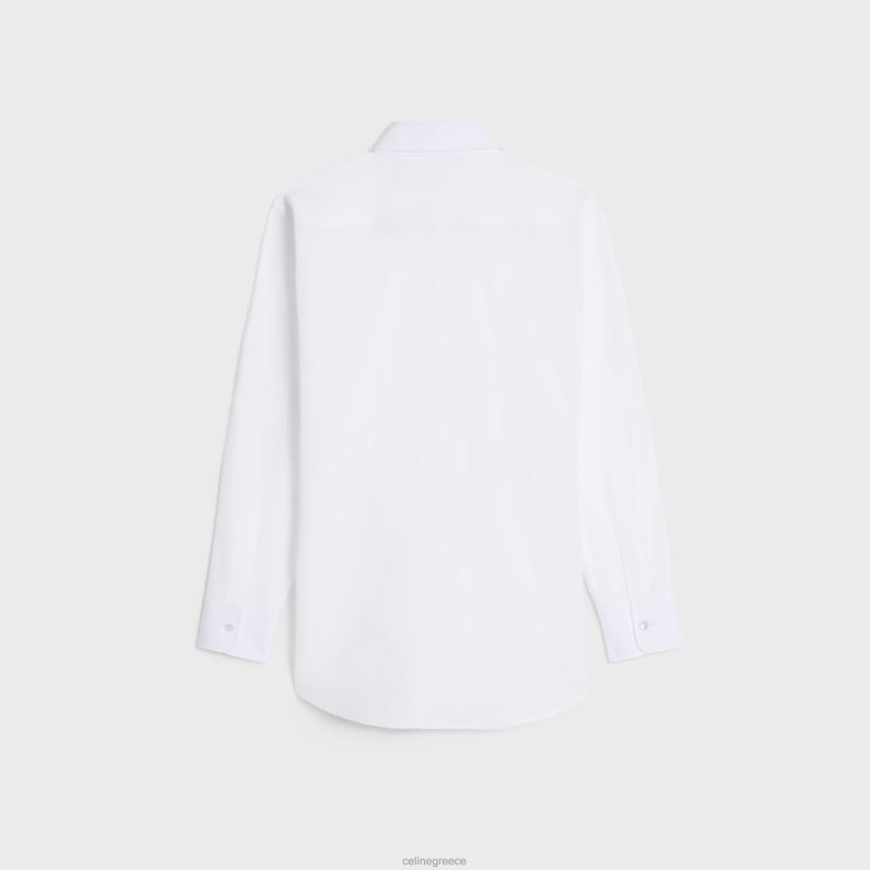 πουκάμισο αγοροκόριτσο από βαμβακερή ποπλίνα γυναίκες CELINE 640PT577 ενδύματα άσπρο